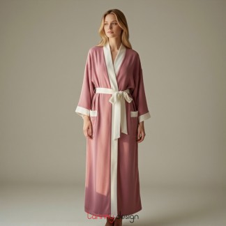 Kimono pasmina nữ hồng vỏ đỗ trắng